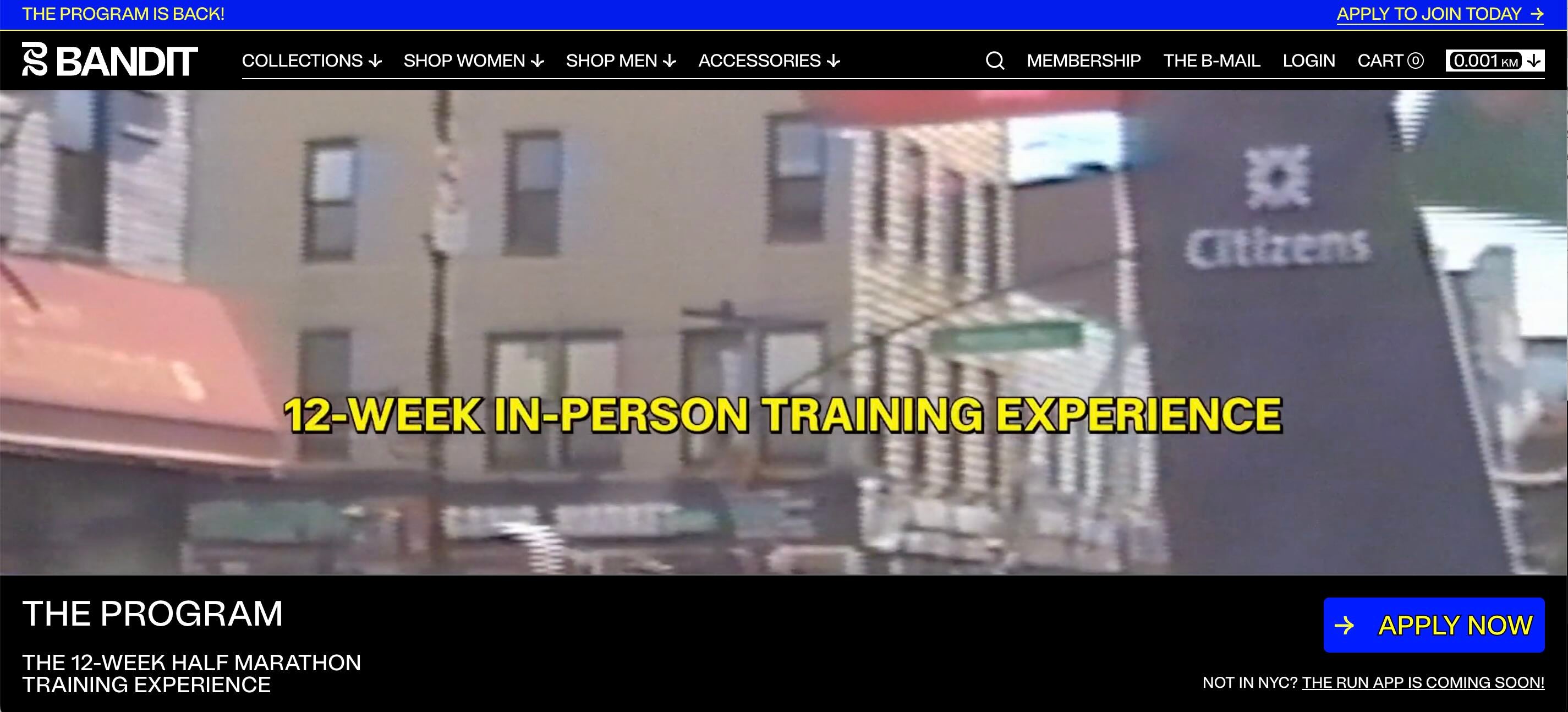 Using a tv video Bandit's running community promotes The Program to train for the Brooklyn Marathon.