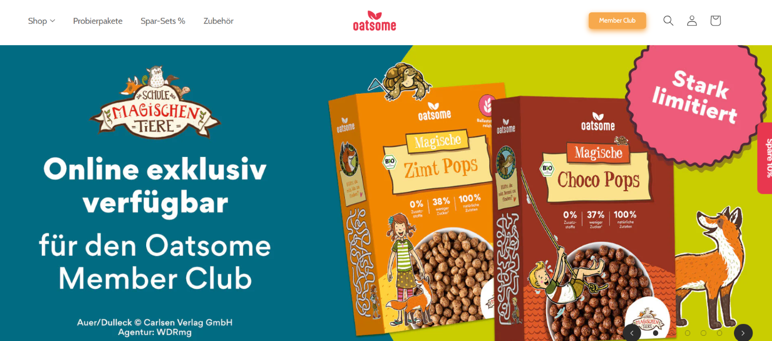 Gezeigt ist ein Onlineshop-Design Beispiel des Unternehmens Oatsome.
